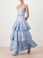 Marlee Blue Printed Layered Maxi Dress Flowering Girl
