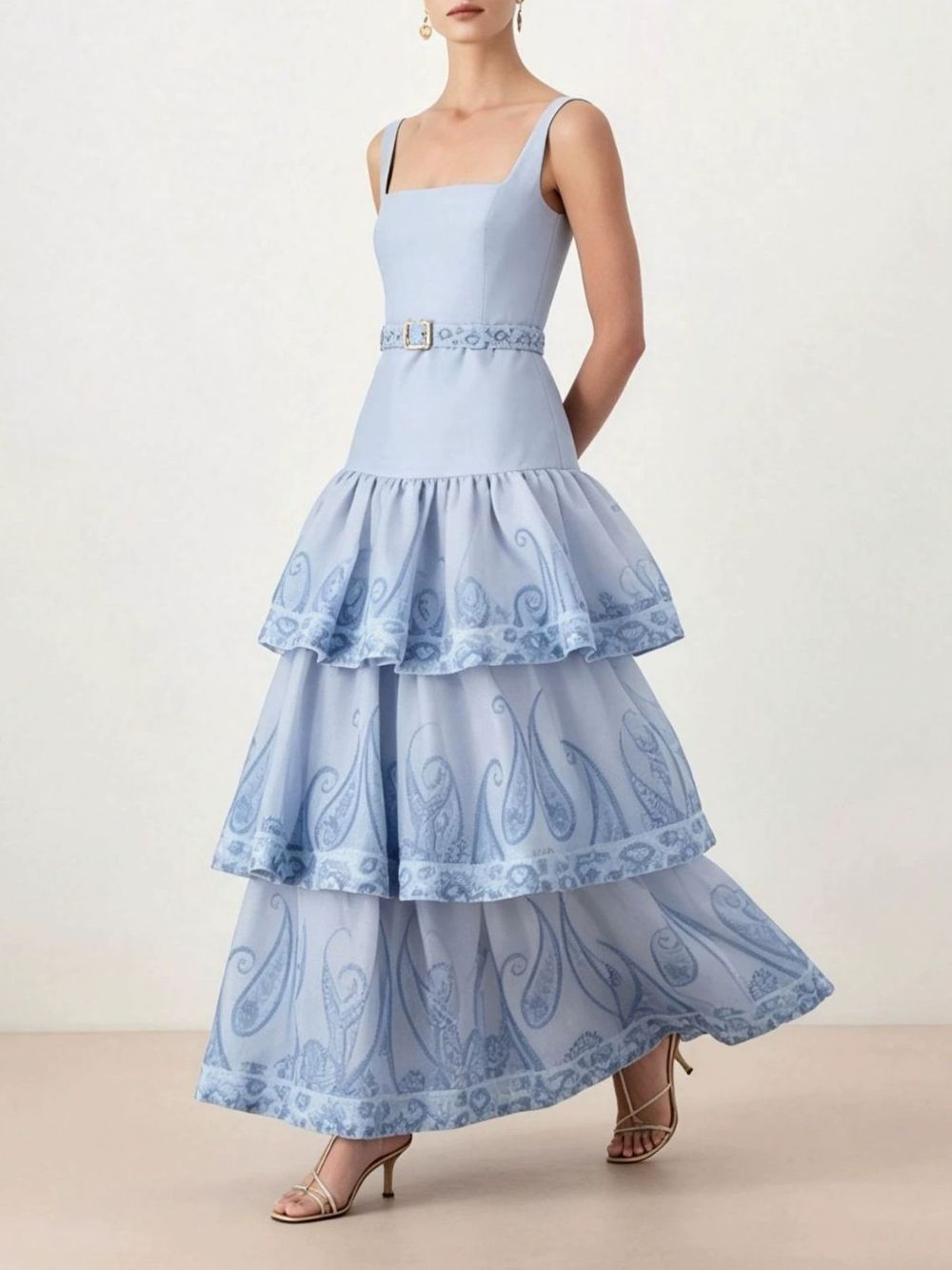 Marlee Blue Printed Layered Maxi Dress Flowering Girl