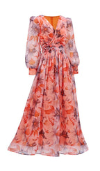 Ferial Floral Printed Long Sleeve Maxi Dress Flowering Girl