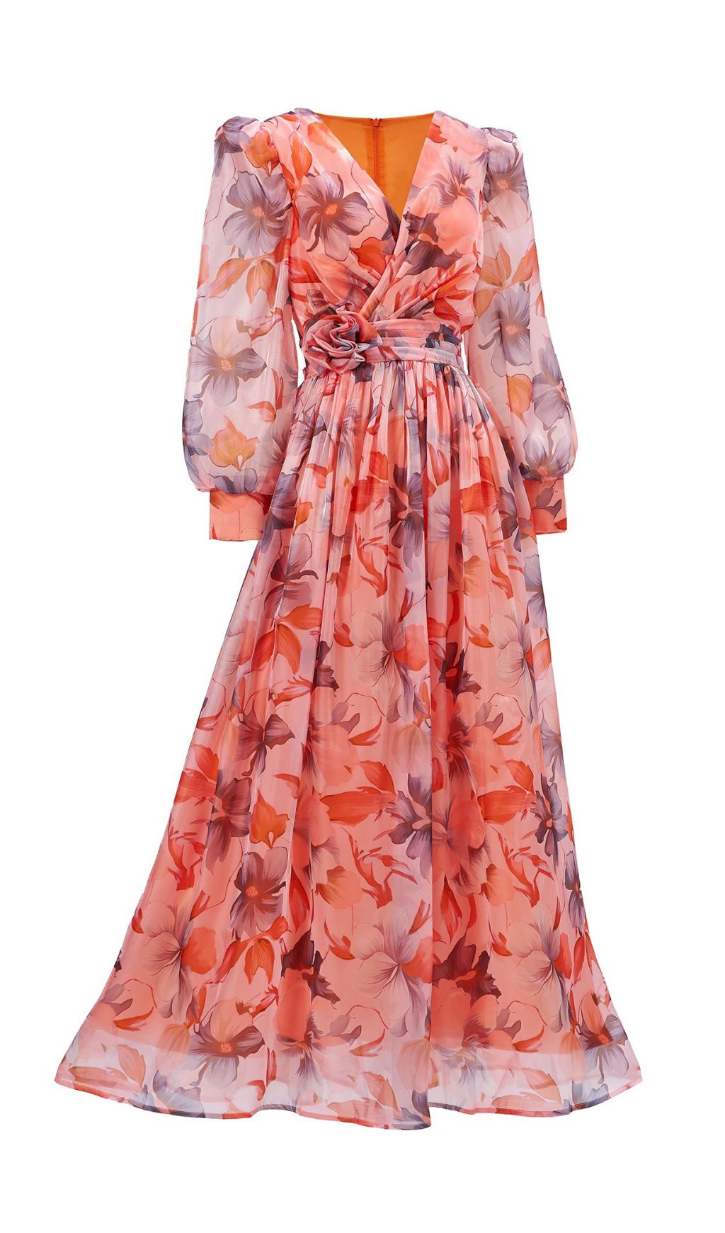 Ferial Floral Printed Long Sleeve Maxi Dress Flowering Girl