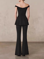 Pervia Off Shoulder Flared Pants Set Flowering Girl