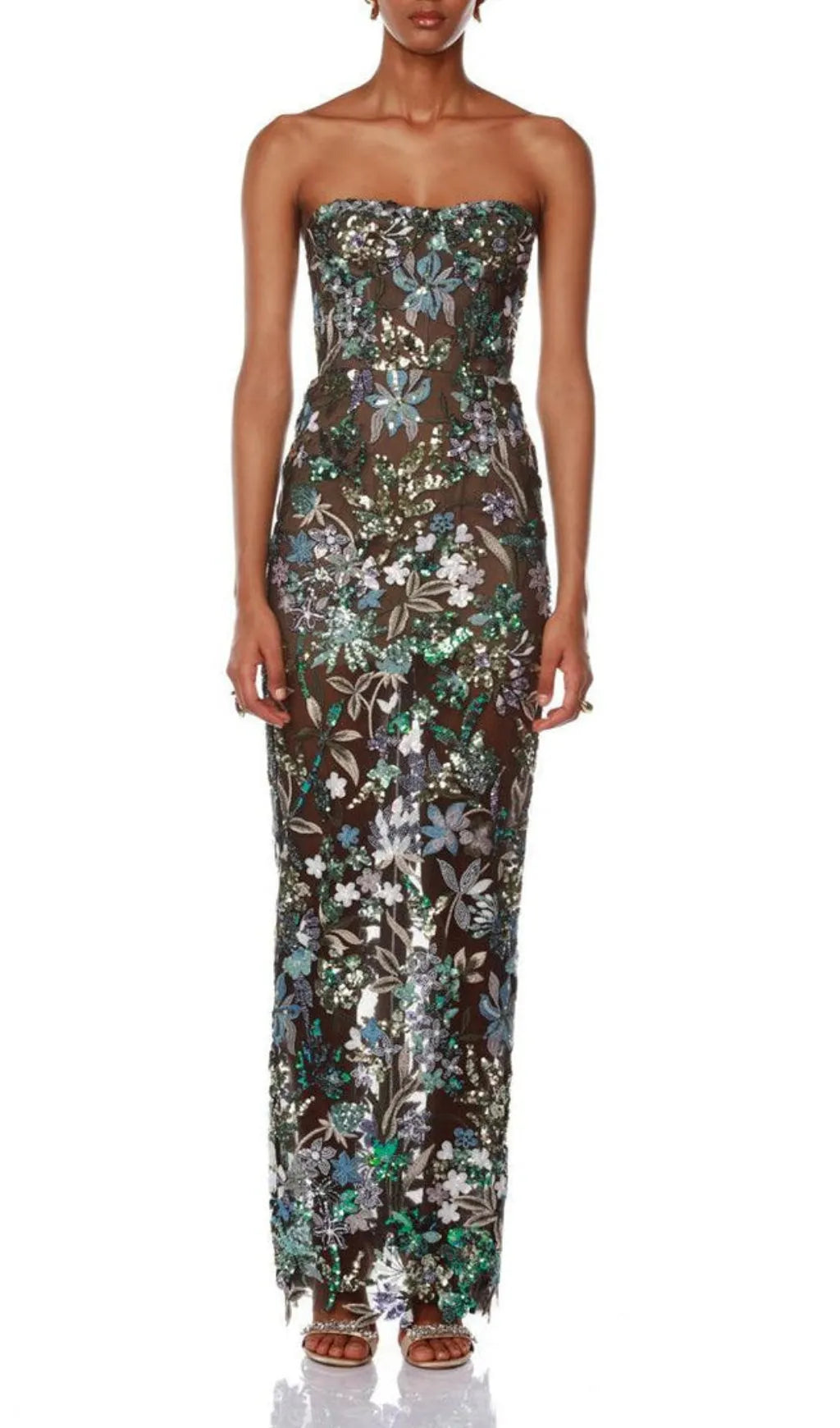 Azul Strapless Sequin Maxi Dress Flowering Girl