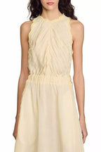 Sleeveless Lace Detail Maxi Dress In Light Yellow Flowering Girl