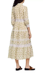 Floral Lace Trim Midi Dress Flowering Girl