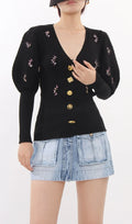 Ichiko Black Embellished Sweater Flowering Girl