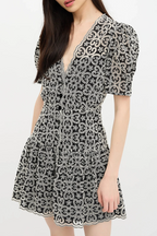 Black v-Neckline Guipure Mini Dress Flowering Girl
