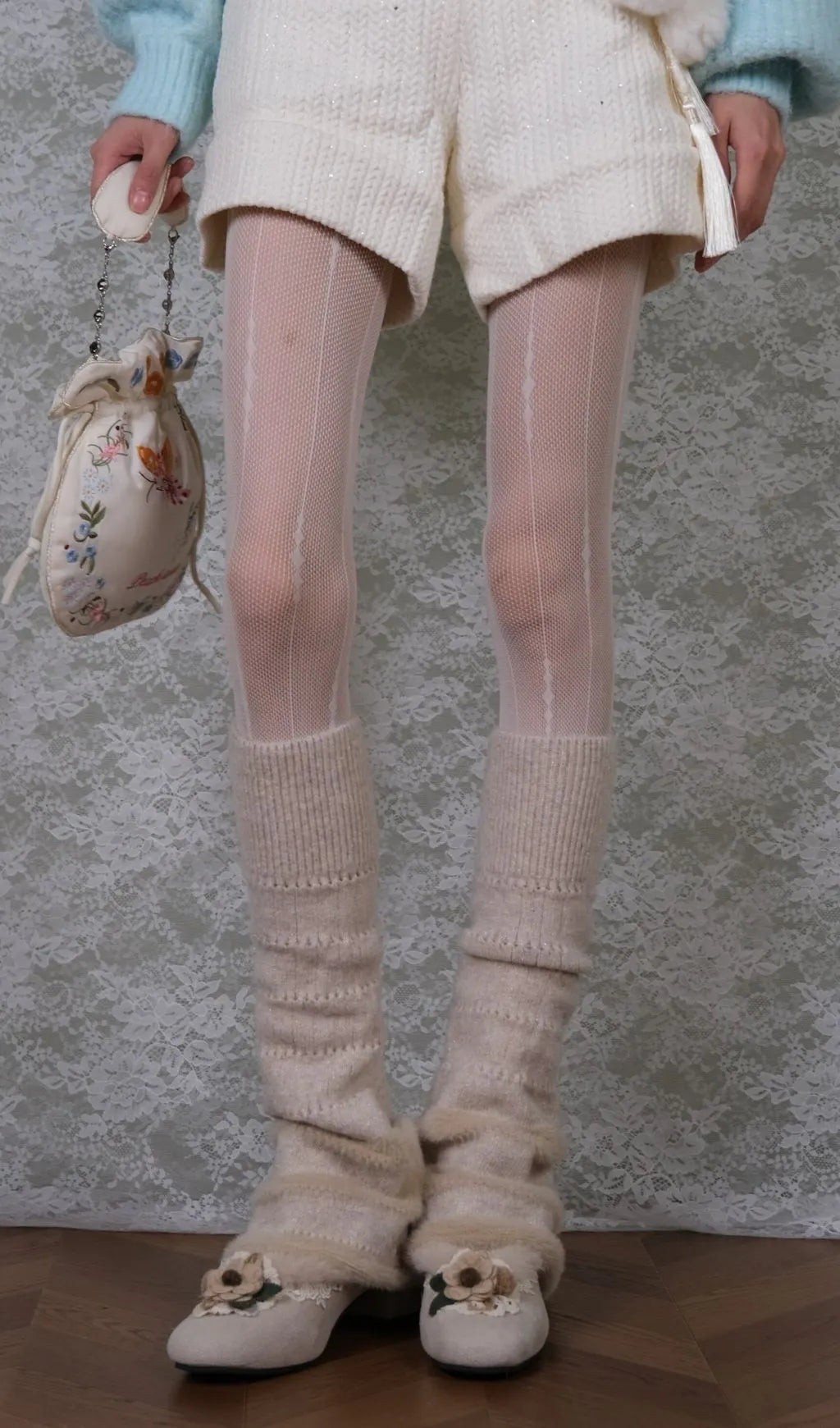 White Tights & Loose Socks Set Flowering Girl