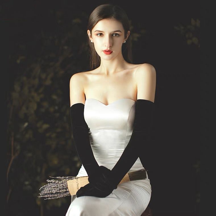 Black Velvet Gloves Flowering Girl