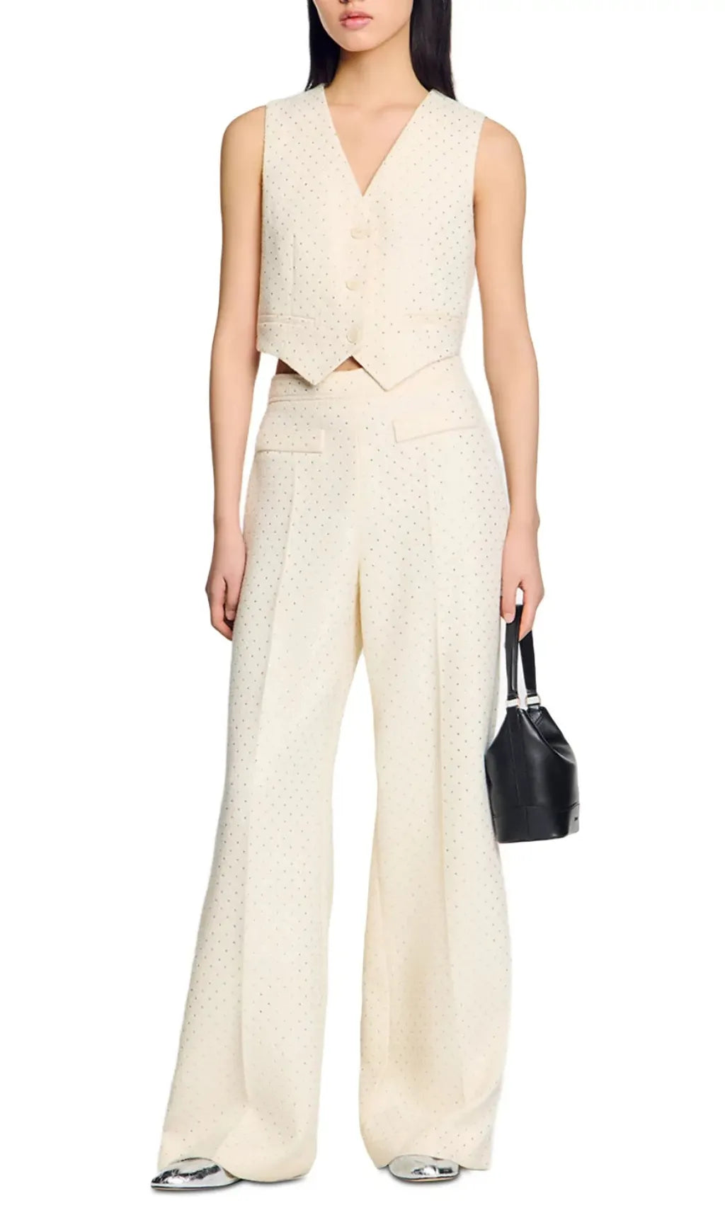 Tweed Rhinestone Trousers Flowering Girl