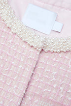 Pink Boucle Pearl Trim Jacket Flowering Girl