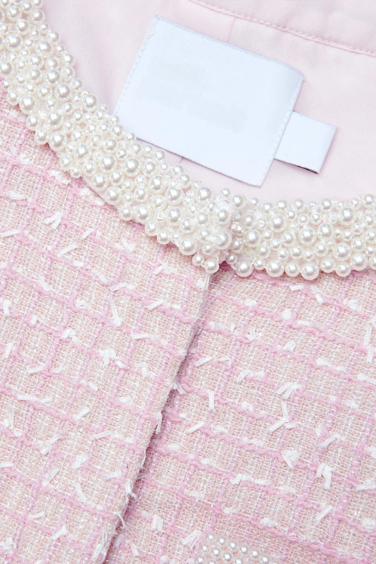 Pink Boucle Pearl Trim Jacket Flowering Girl