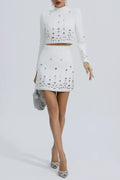 Deirdre Diamante Embellished Two Piece Set - White Flowering Girl