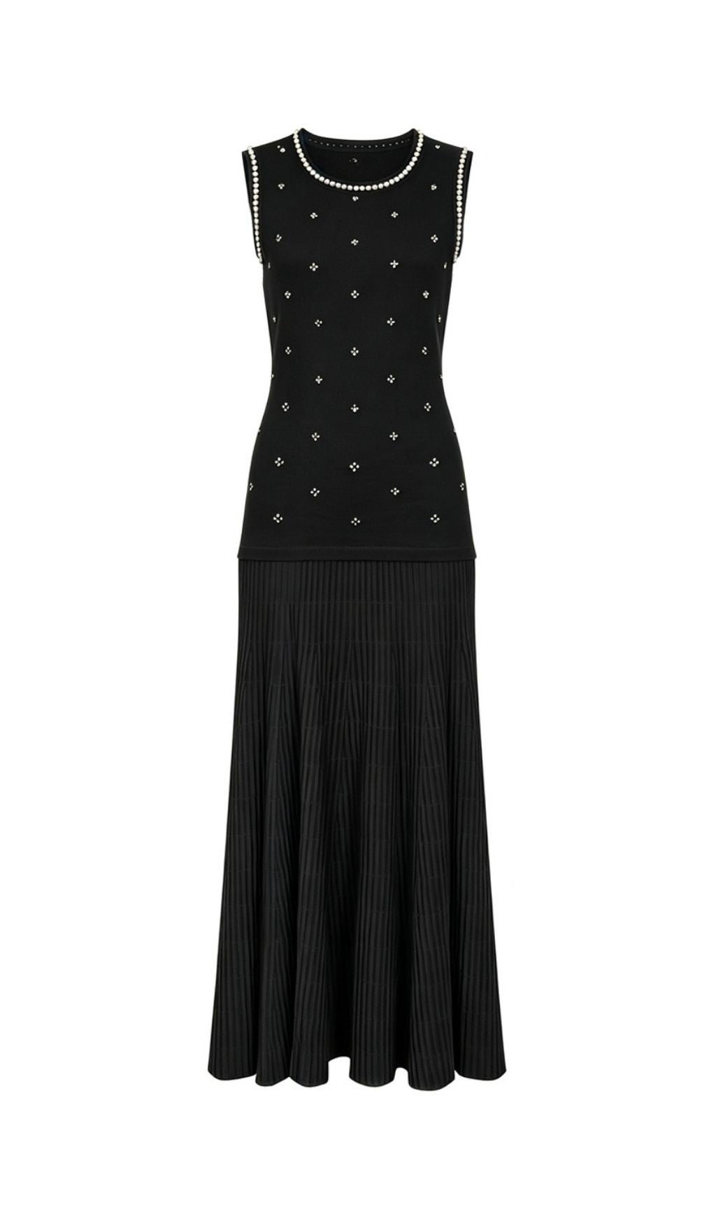 Kimberley Black Beaded Knit Midi Dress Flowering Girl