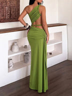 Green A-Line Gown Flowering Girl