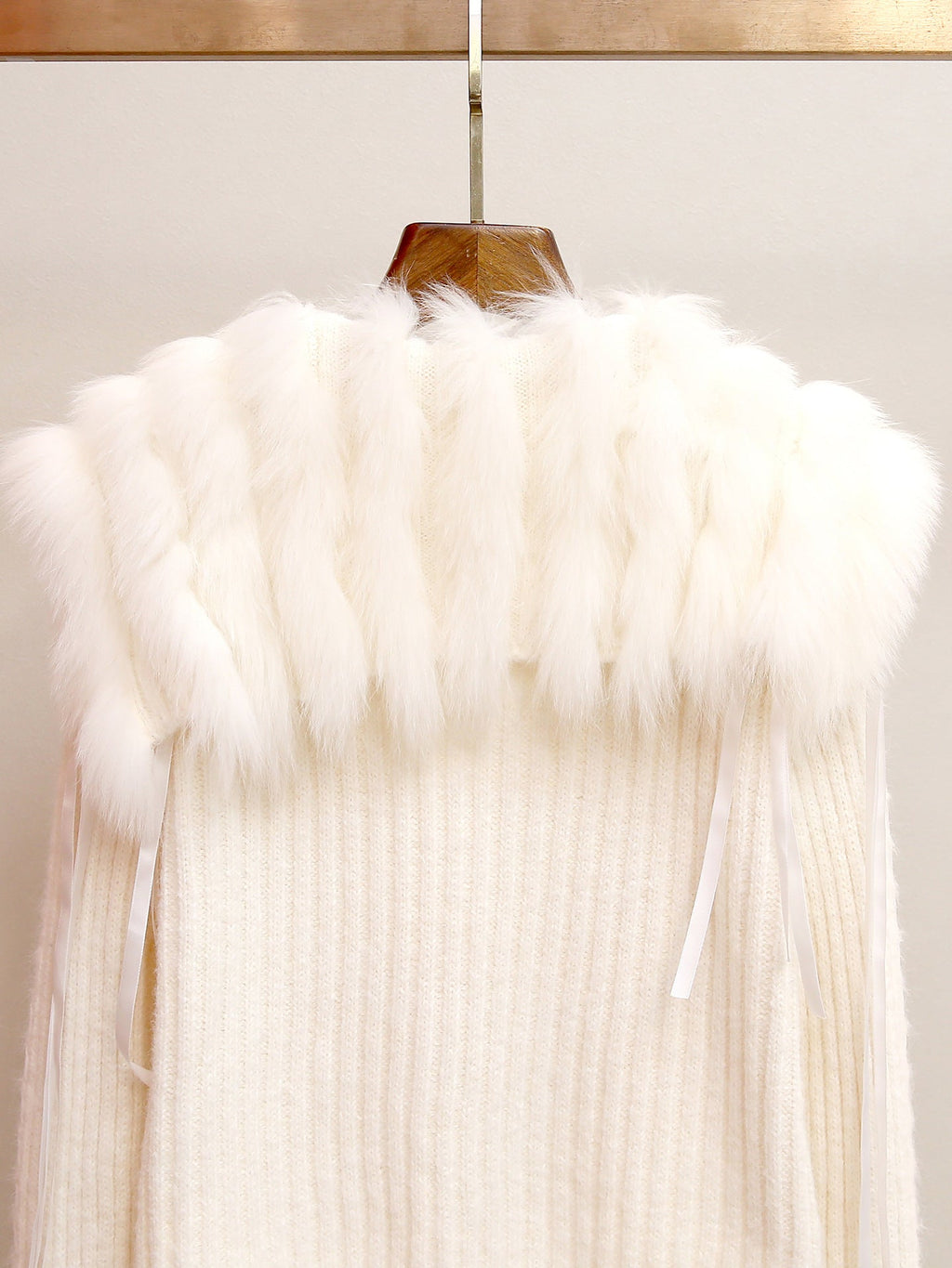 Off-White Ribbed Knit Boxy, Slightly Cropped Cardigan Flowering Girl