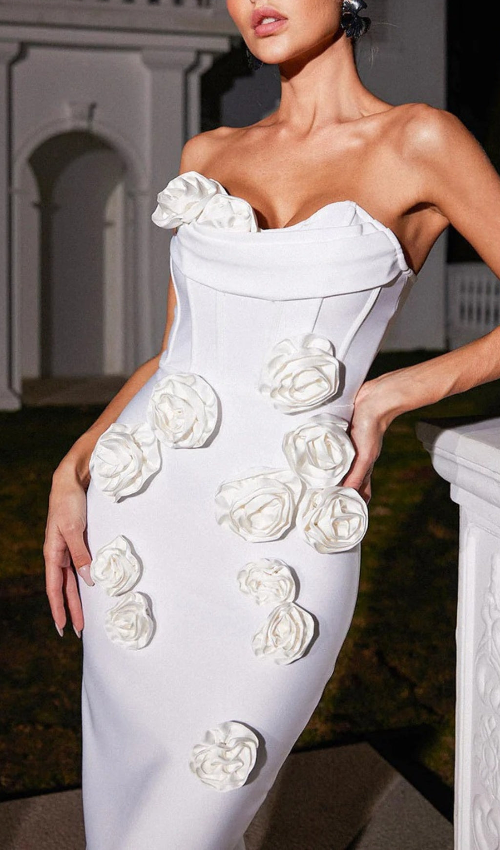 Aihe Strapless Flower Bandage Dress Flowering Girl