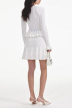 White Knit Peplum Mini Dress Flowering Girl
