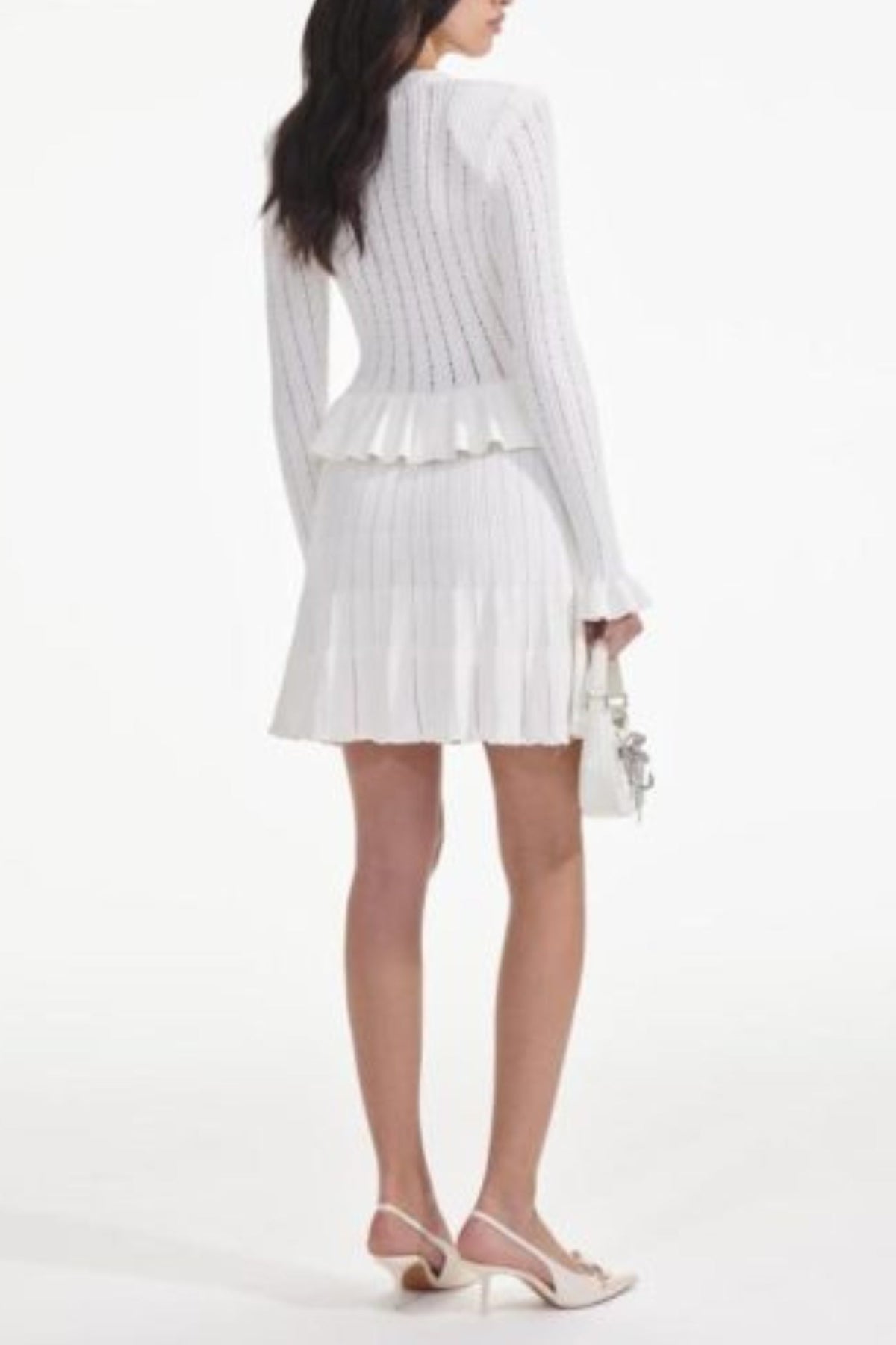 White Knit Peplum Mini Dress Flowering Girl
