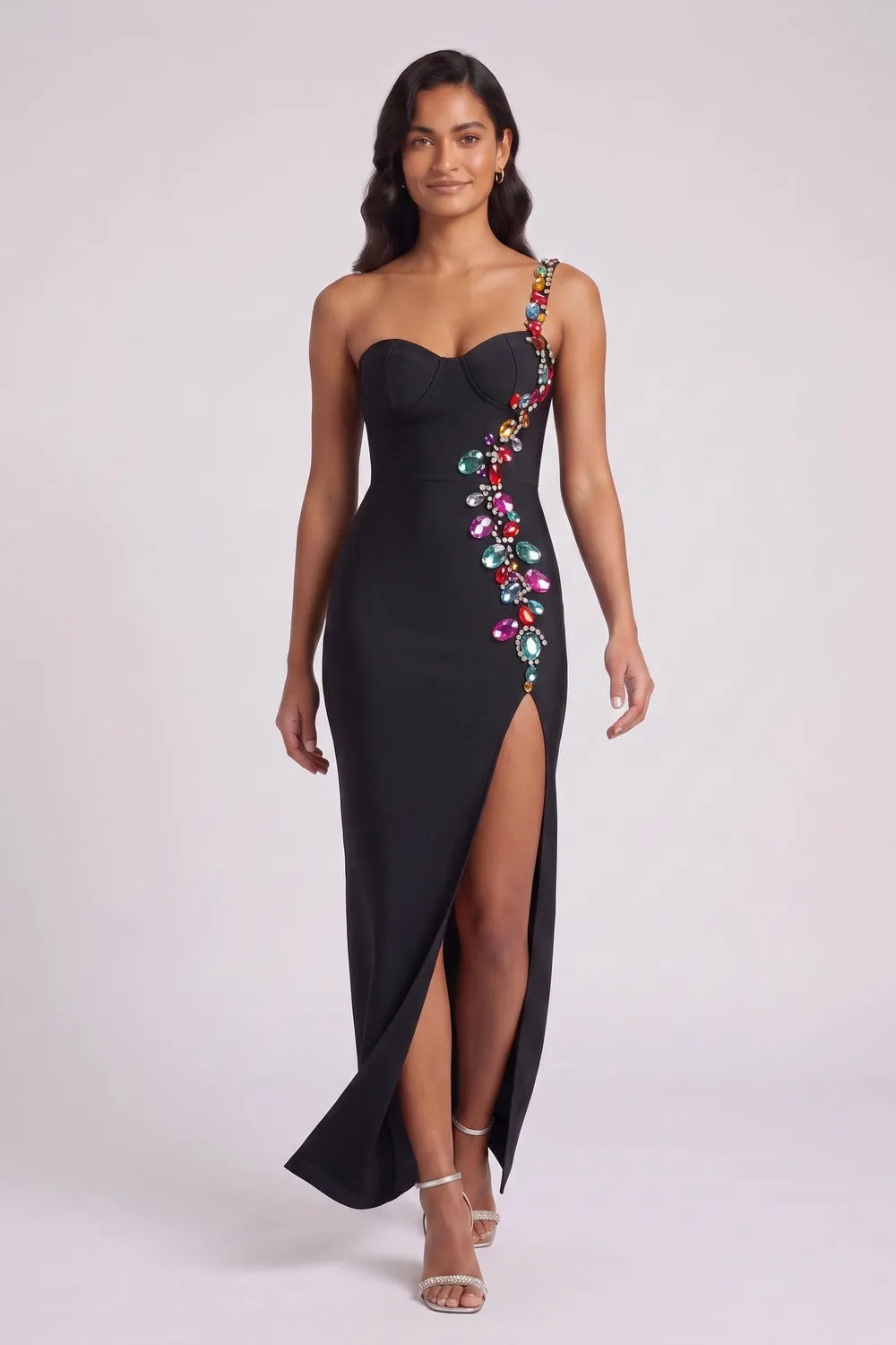 Black Heavy Stretch Bandage Column Gown Flowering Girl