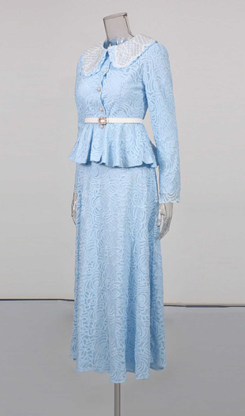 Ilona Blue Long Sleeve Two-Piece Set Flowering Girl