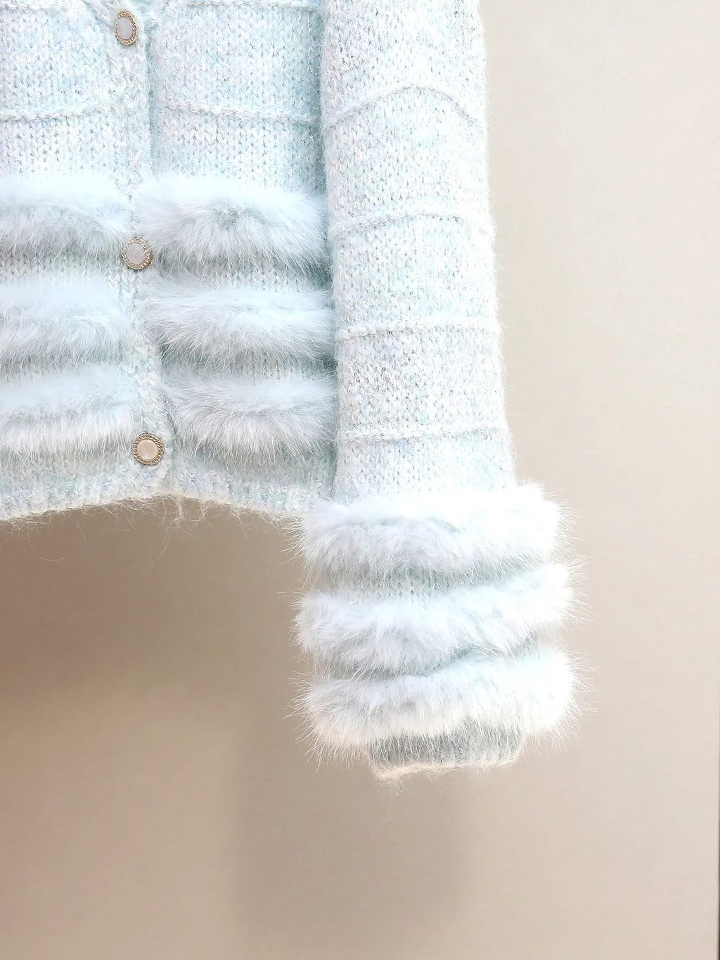 Joanie Blue Plush Knit Cardigan Flowering Girl