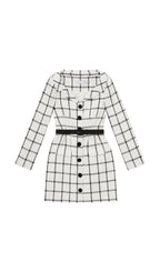 CREAM CHECK TAILORED MINI DRESS Flowering Girl