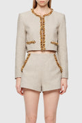 Evangeline Sequin Jacket In Apricot Flowering Girl