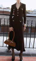 Clidhna Long Sleeve Button Knit Midi Dress Flowering Girl