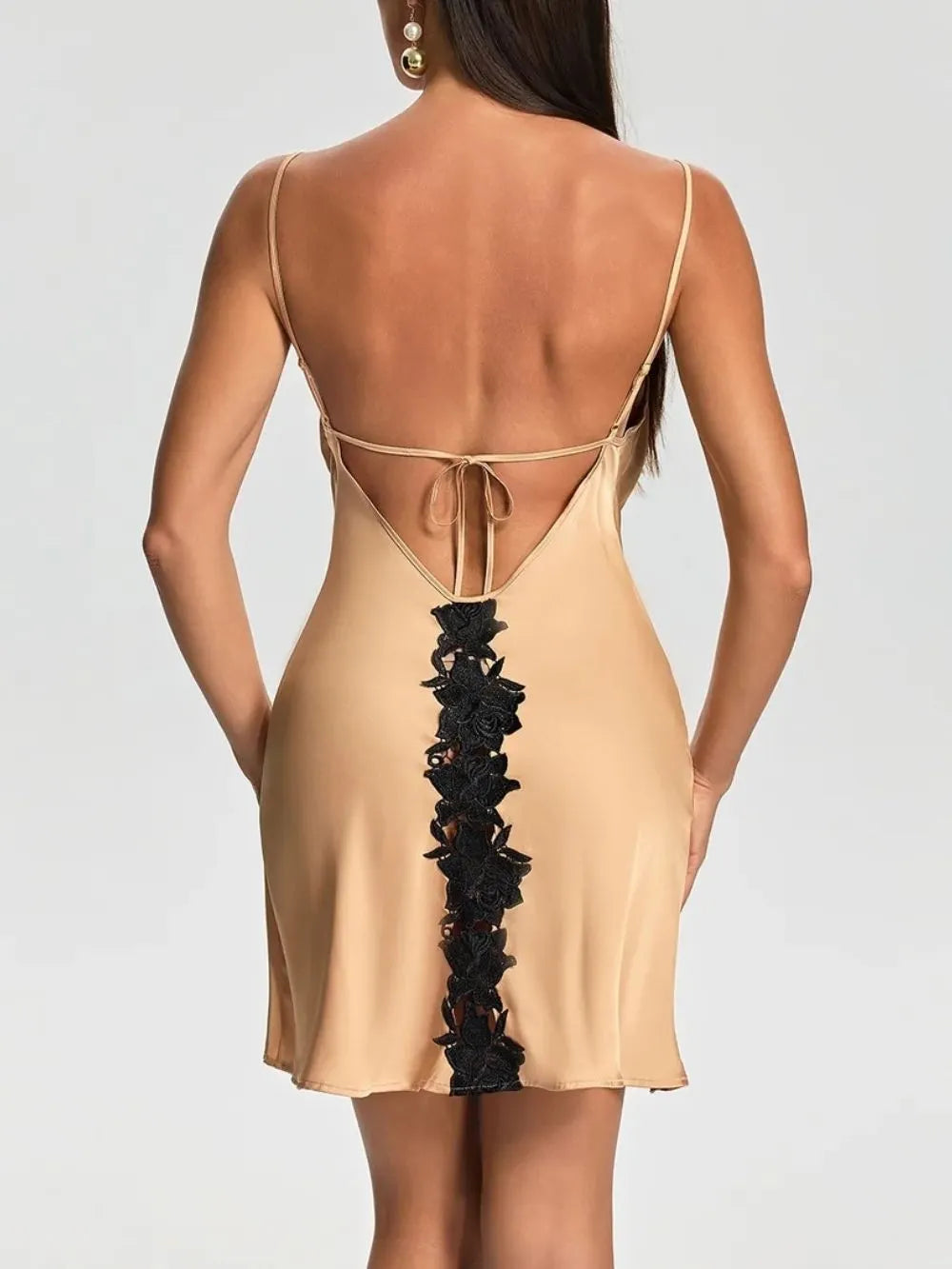Brevora Spaghetti Cutout Mini Dress Flowering Girl