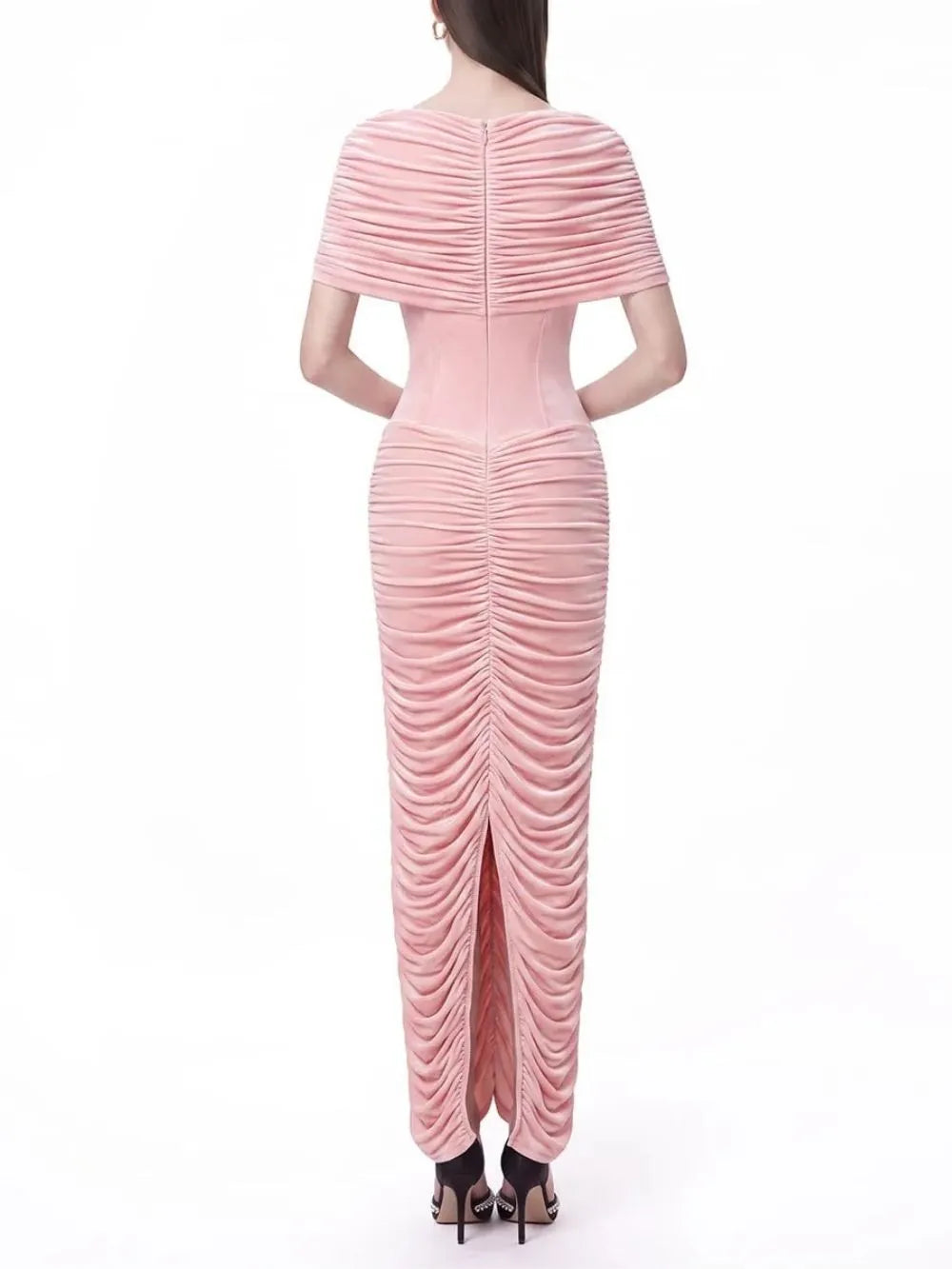 Liseli Cape Ruched Split Maxi Dress Flowering Girl