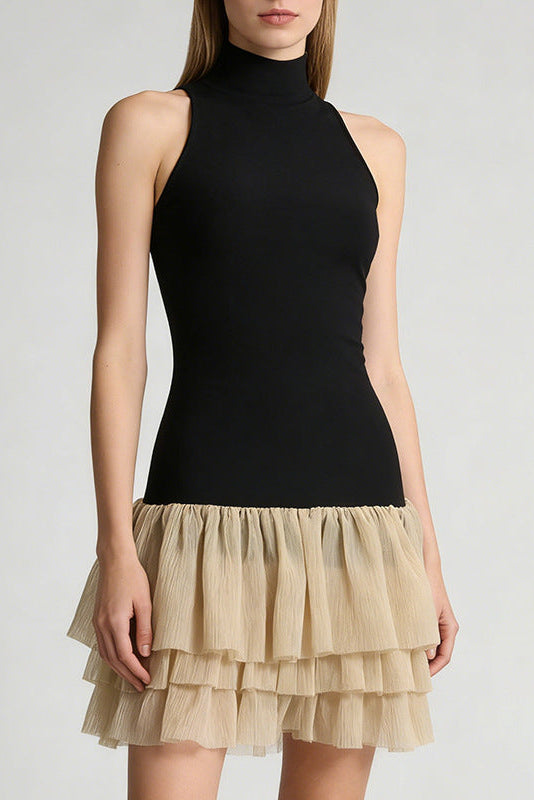 Cynthia Black Ruched Trim Sleeveless Puffy Mini Dress Flowering Girl