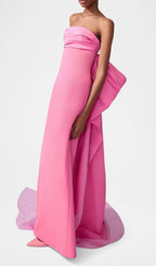 Jaiden Pink Strapless Bow Maxi Dress Flowering Girl