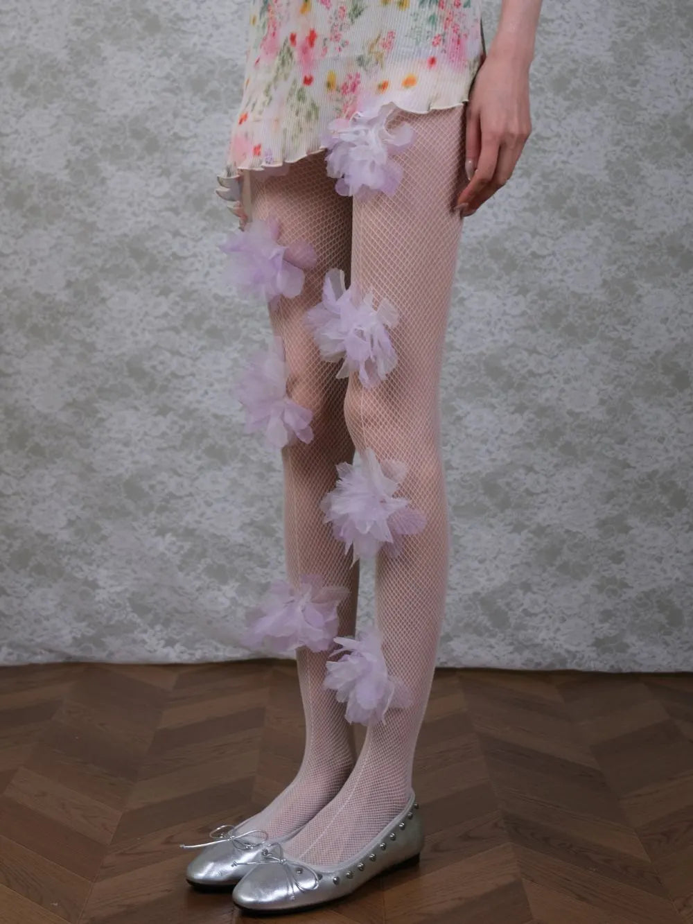 Marsai Purple Flower Embellished Tights Flowering Girl