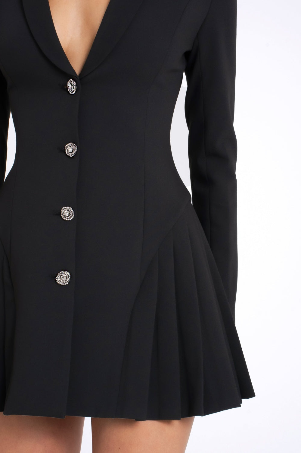 Beulah Pleate Blazer Mini Dress - Black Flowering Girl