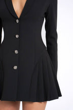 Beulah Pleate Blazer Mini Dress - Black Flowering Girl