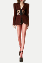 Kamryn Paneled Mesh Blazer - Wine Flowering Girl