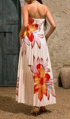 Devlin Strapless Floral Pleated Maxi Dress Flowering Girl