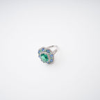 Clémence Green Emerald Cut Gemstone Sterling Silver Ring Flowering Girl