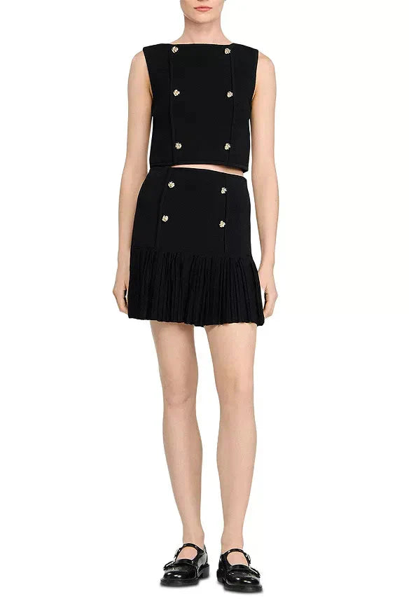 Marcia Black Double Breasted Ruffle Mini Skirt Flowering Girl