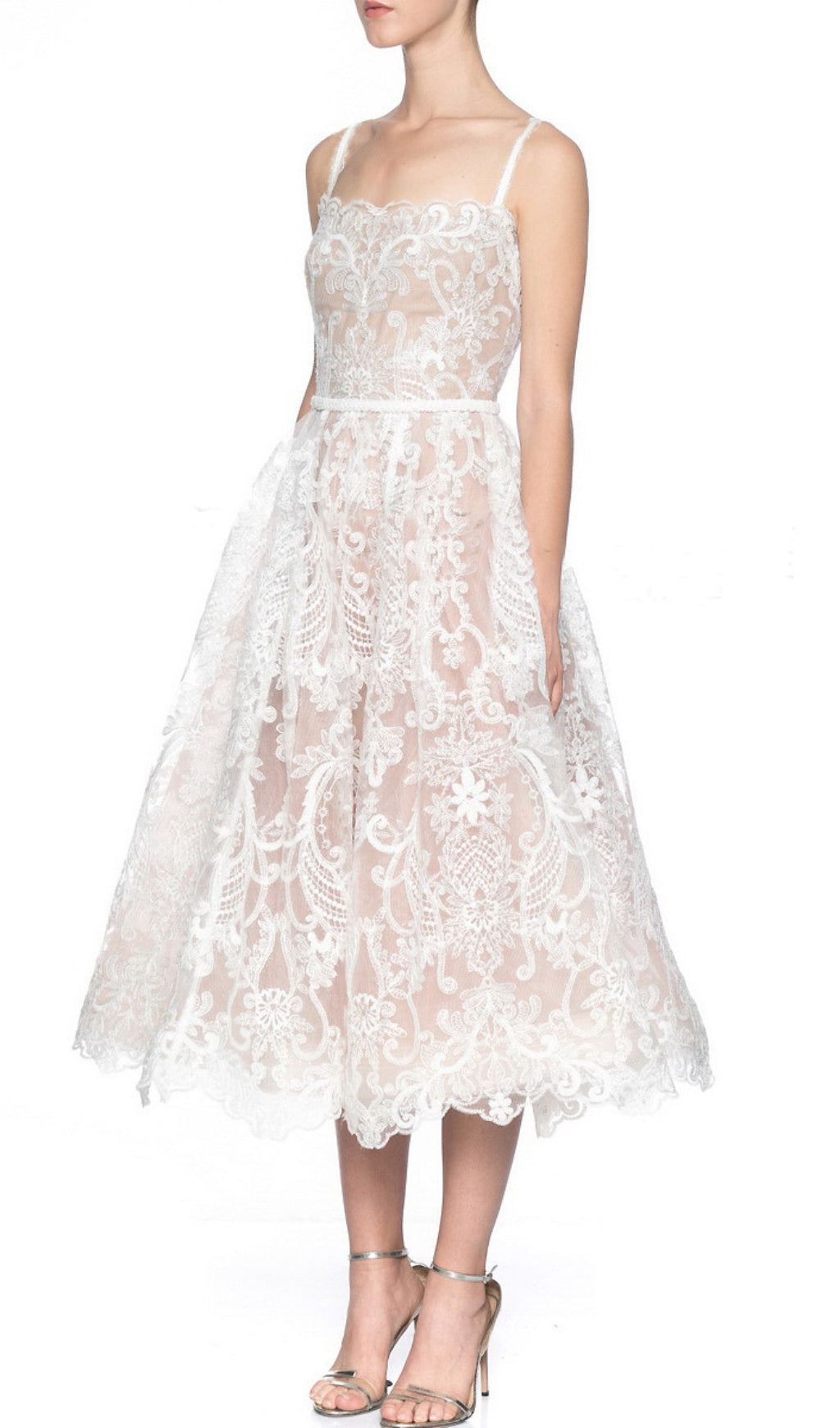 Anouck Lace Embroidery Midi Dress Flowering Girl