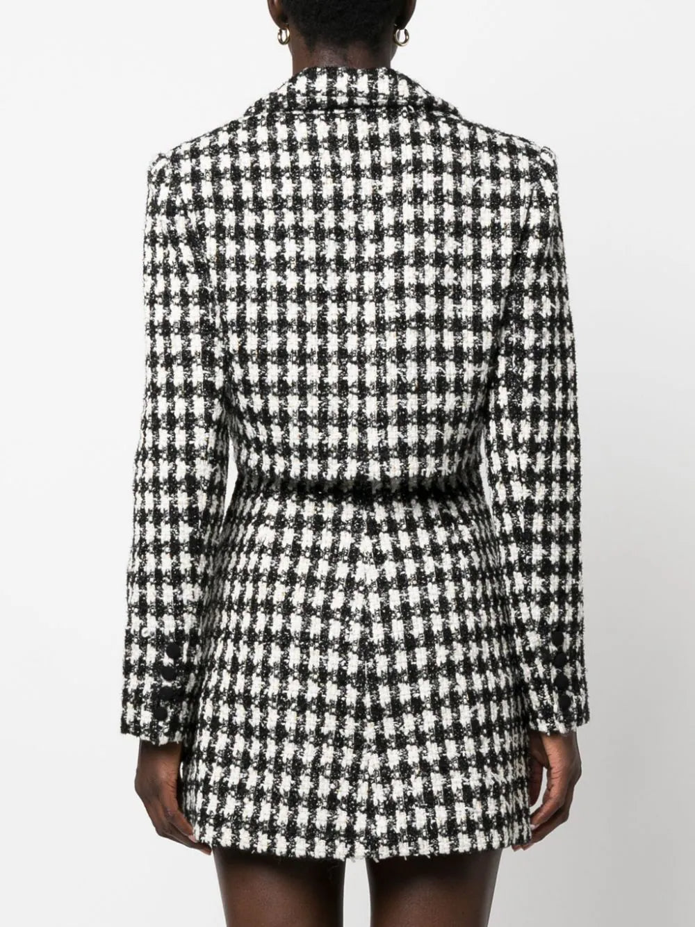 BLACK CHECK BOUCLE TAILORED MINI DRESS Flowering Girl