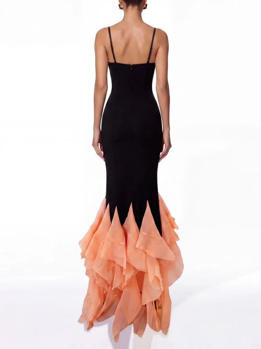 Hyrven Spaghetti Ruffle Bandage Maxi Dress Flowering Girl
