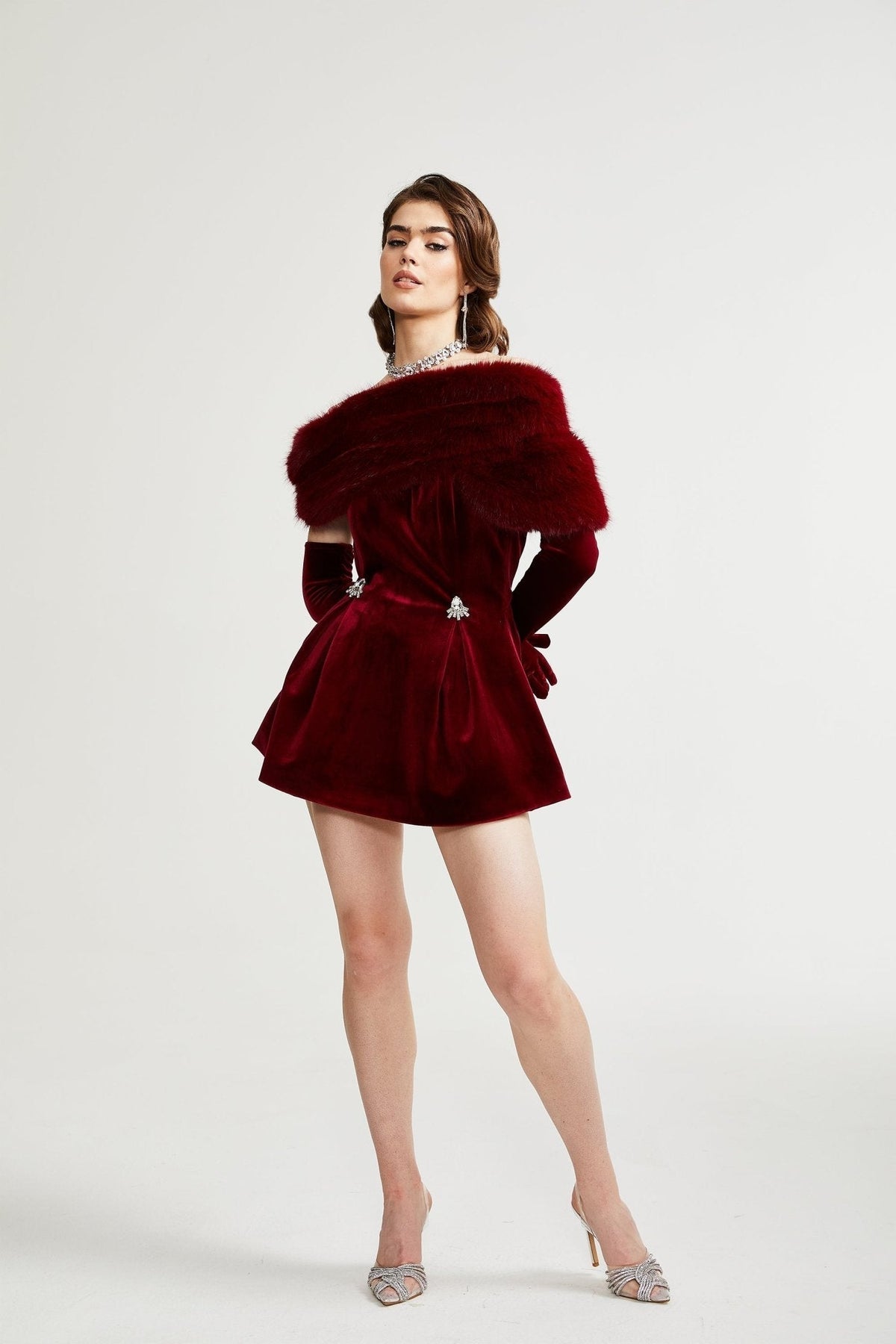 Wivika Velvet Fur Dress Flowering Girl