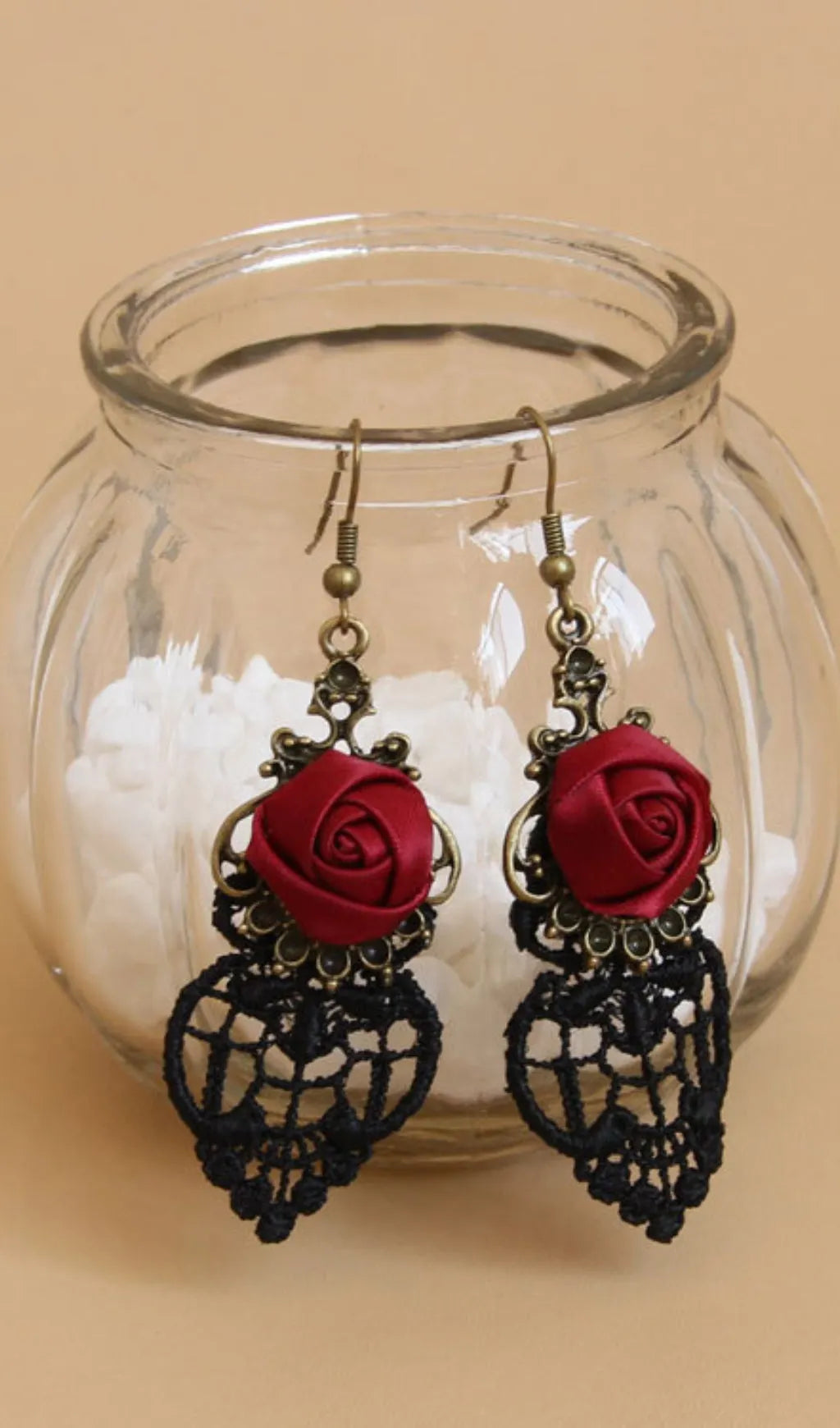 Hollow Lace Rose Earrings Flowering Girl