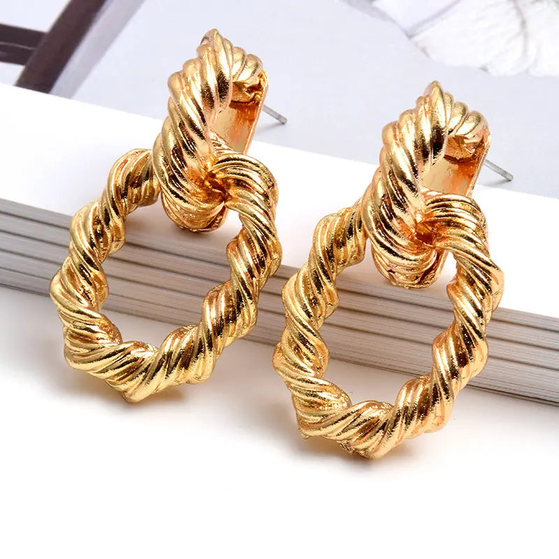 Fashion Golden Earrings Flowering Girl