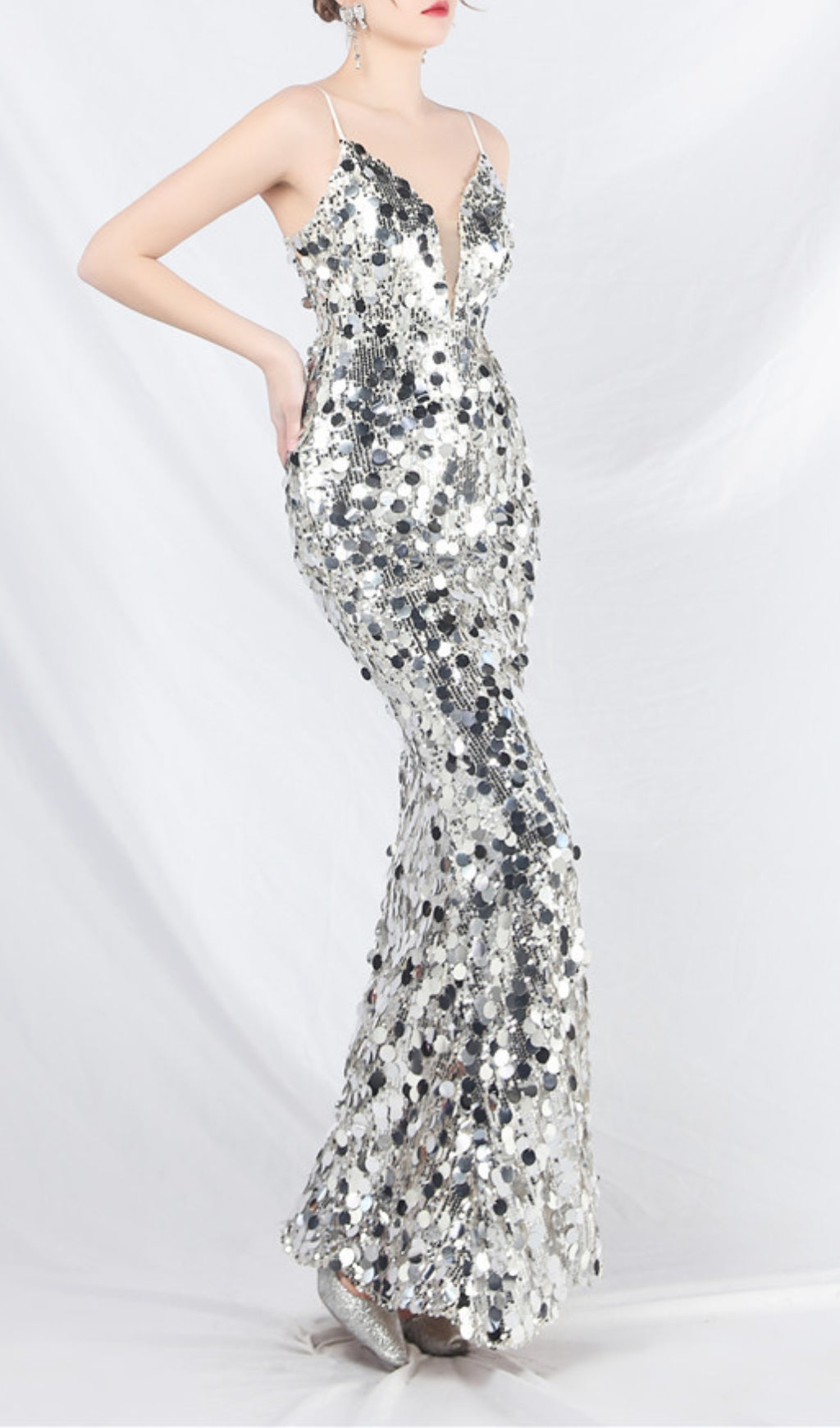 Chole Silver Strappy Sequin Maxi Dress Flowering Girl