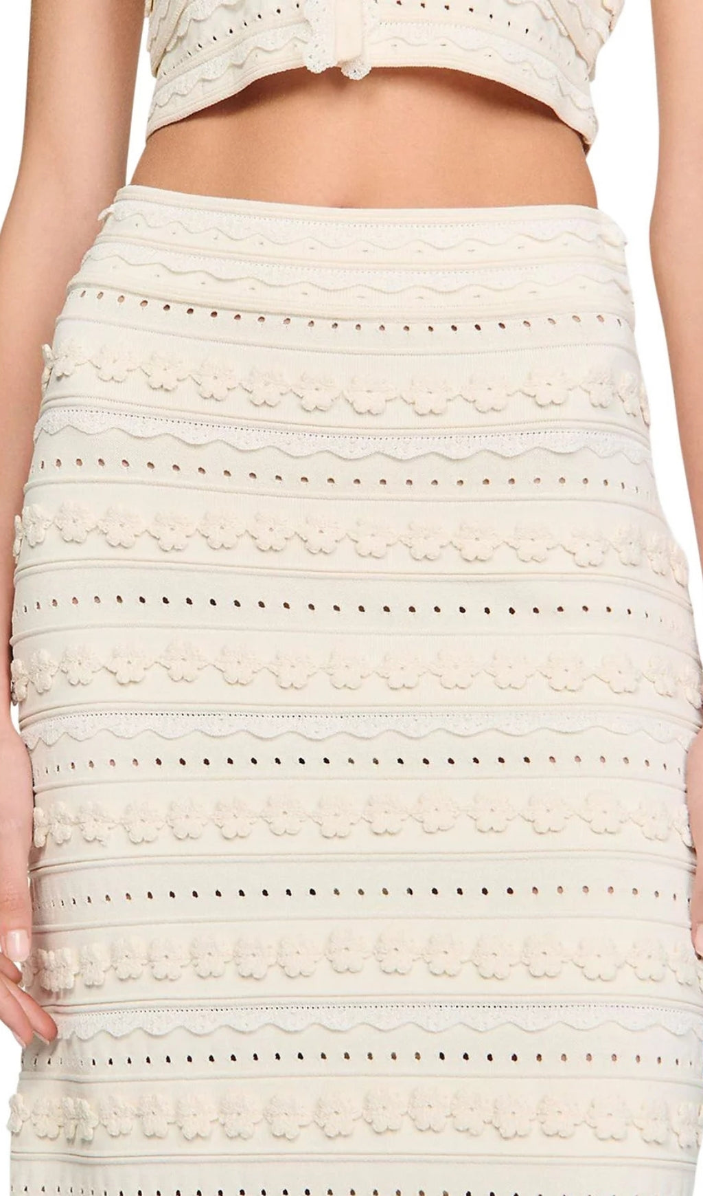 Crochet Trim Knit Skirt Flowering Girl