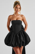 Lotus Mini Dress - Black Flowering Girl