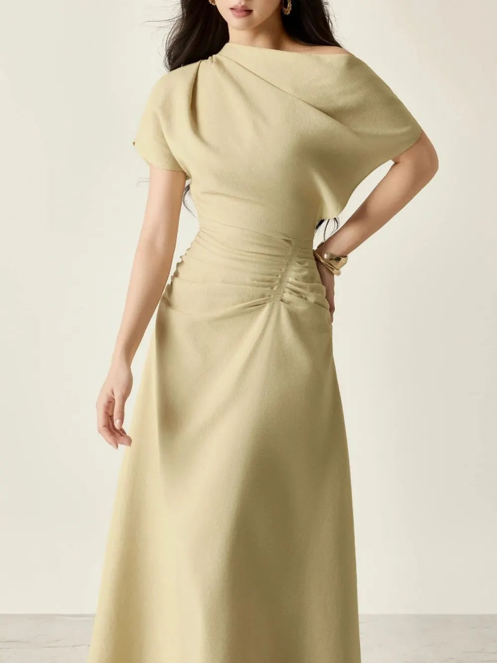 Mairwen Ruched Maxi Dress Flowering Girl