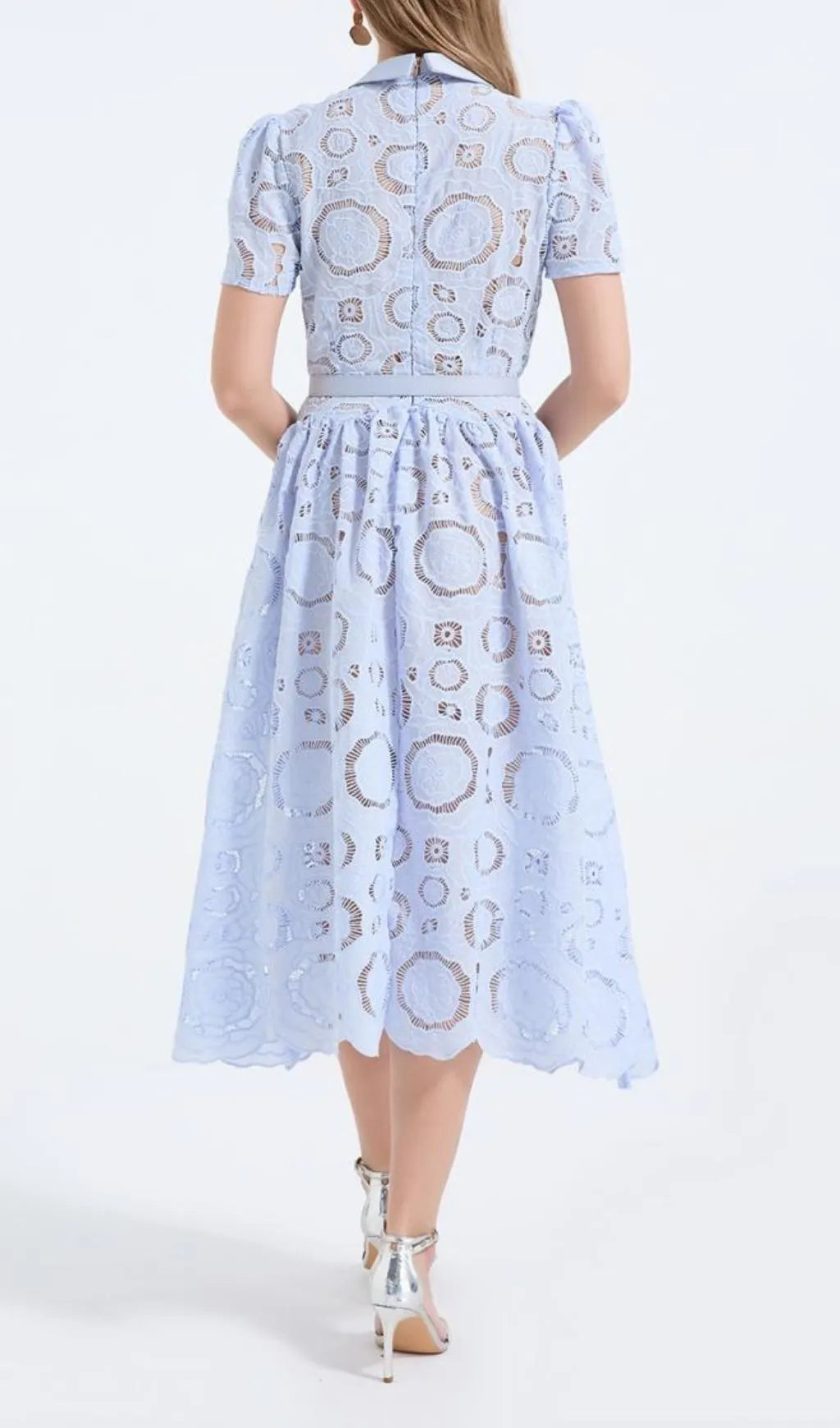 Floral Lace Midi Dress - Blue Flowering Girl